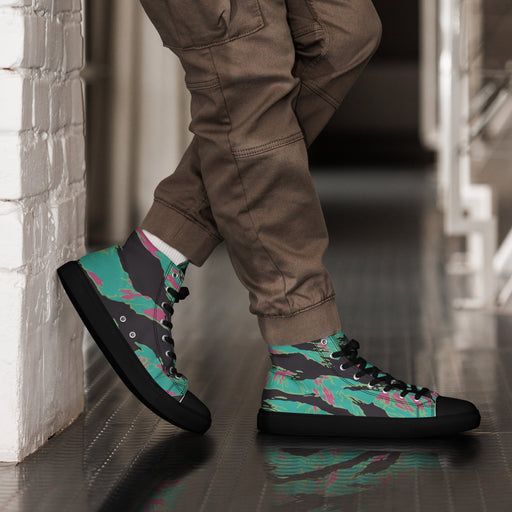 Tiger Stripe Miami CAMO Mens High-Top Canvas Shoes - Black / 5