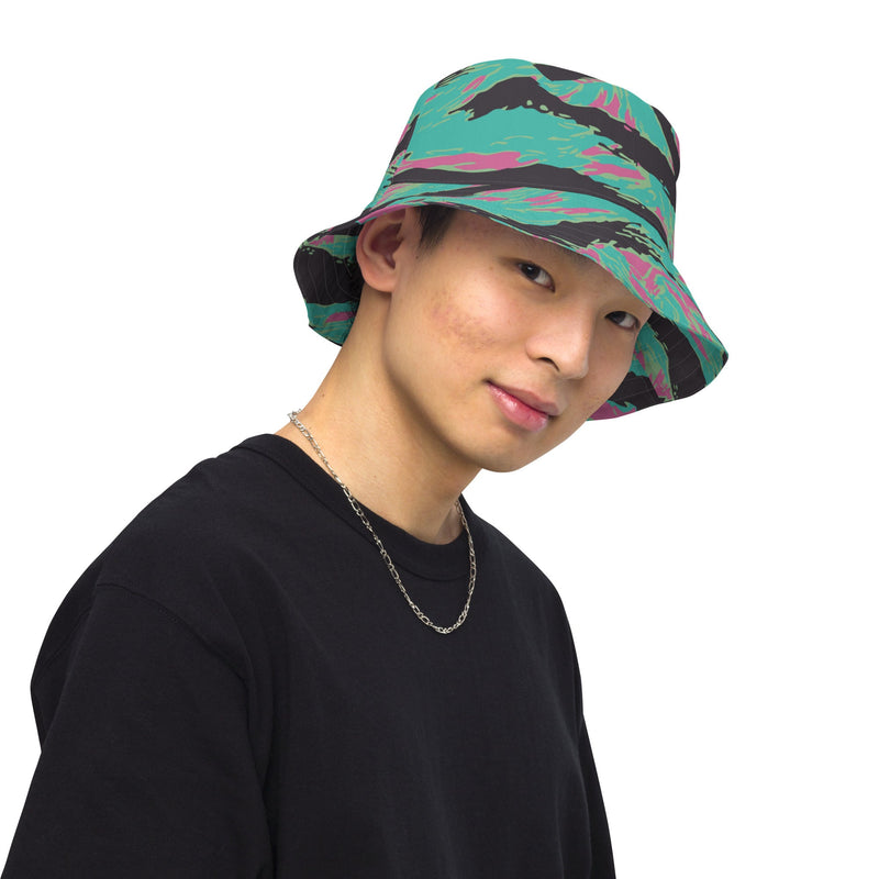 Tiger Stripe Miami CAMO Reversible Bucket Hat - Head