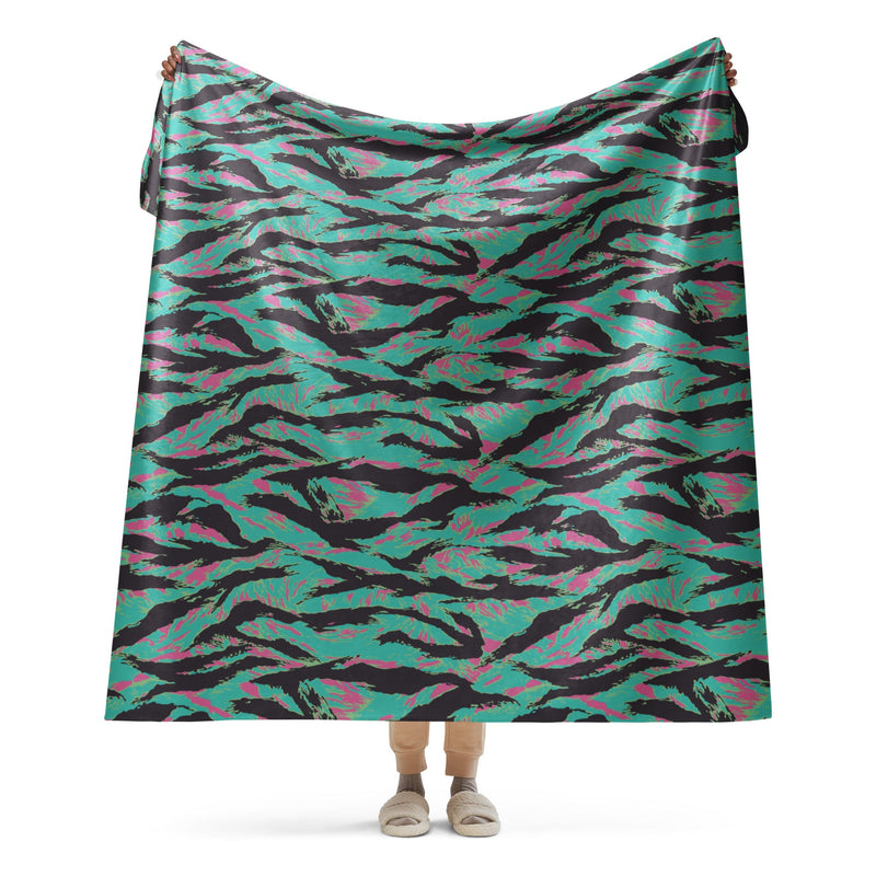 Tiger Stripe Miami CAMO Sherpa Blanket - 60″×80″