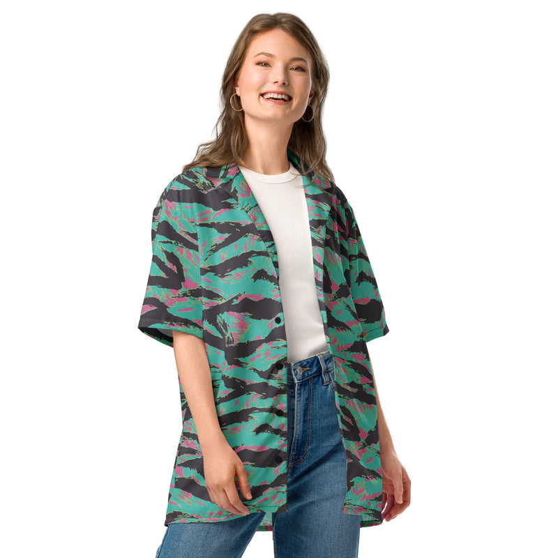 Tiger Stripe Miami CAMO Unisex Short-Sleeve Button Shirt - Button-Up