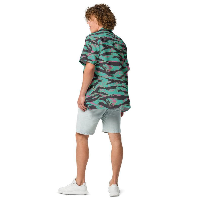 Tiger Stripe Miami CAMO Unisex Short-Sleeve Button Shirt - Button-Up