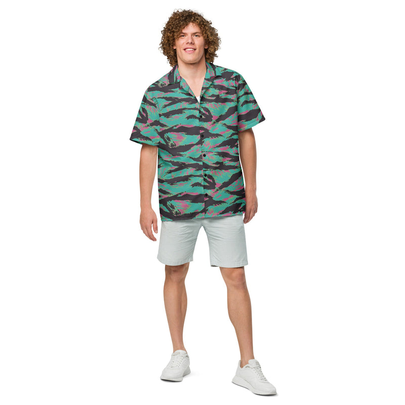 Tiger Stripe Miami CAMO Unisex Short-Sleeve Button Shirt - Button-Up