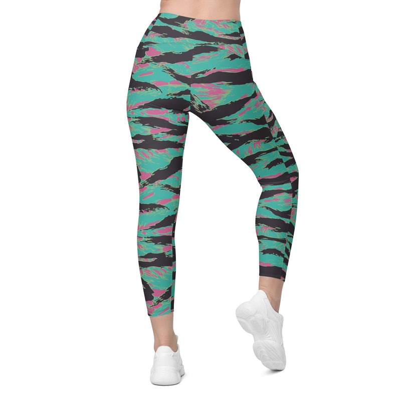 Tiger Stripe Miami CAMO Womens Leggings with Pockets - Women