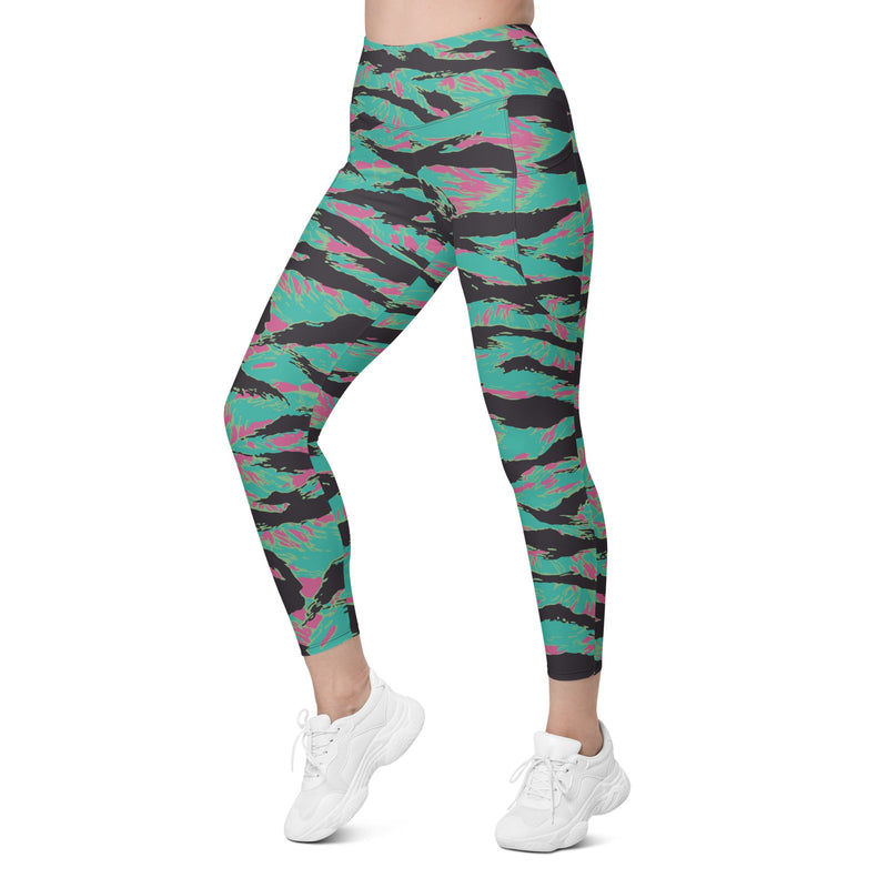 Tiger Stripe Miami CAMO Womens Leggings with Pockets - Women