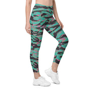 Tiger Stripe Miami CAMO Womens Leggings with Pockets - 2XS - Women