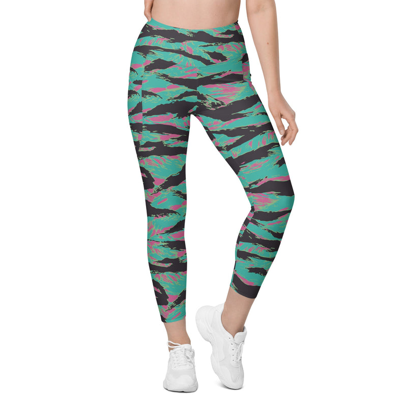Tiger Stripe Miami CAMO Womens Leggings with Pockets - Women