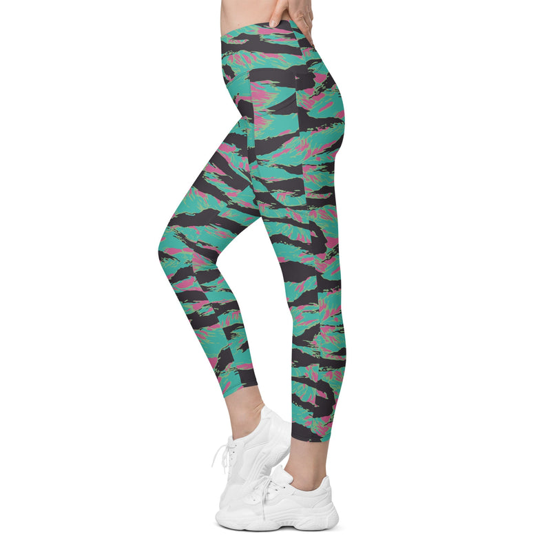 Tiger Stripe Miami CAMO Womens Leggings with Pockets - Women