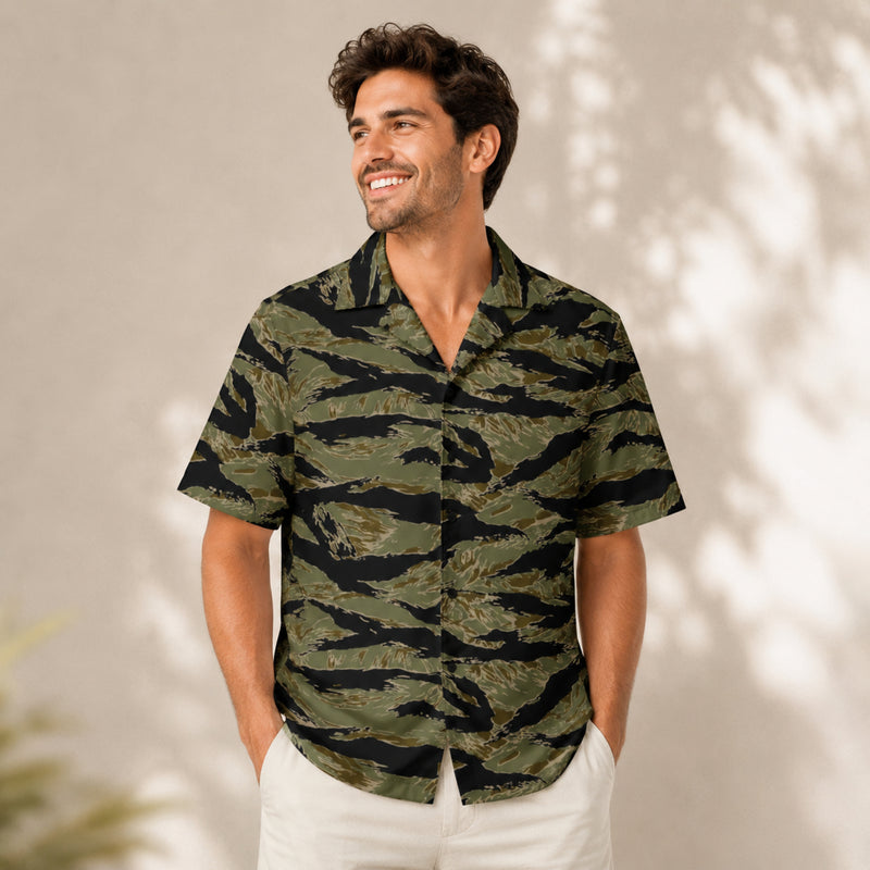 Tiger Stripe Special Forces Advisor Sparse CAMO Unisex Short-Sleeve Button Shirt - 2XS - Button-Up