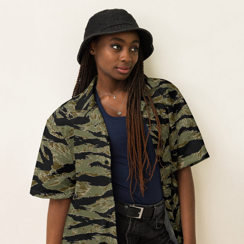 Tiger Stripe Special Forces Advisor Sparse CAMO Unisex Short-Sleeve Button Shirt - Button-Up