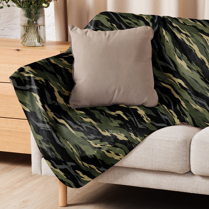 Tiger Stripe Vanguard Jungle CAMO Sherpa Blanket