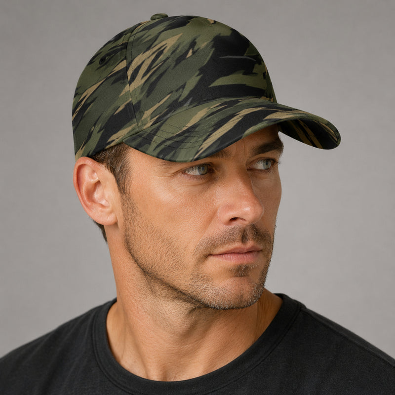 Tiger Stripe Vanguard Jungle CAMO Snapback Ball Cap - U / White - Head