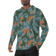 Contrast Vector CAMO Mens Sunscreen Sports Hoodie With Thumb Holes - S / White