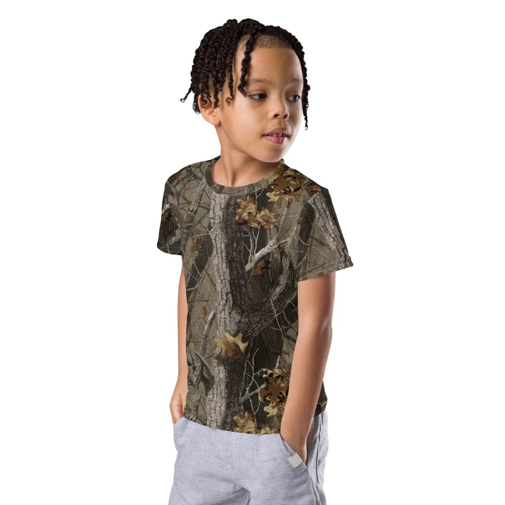 Tree Branch Hunter Fall CAMO Kids crew neck t-shirt