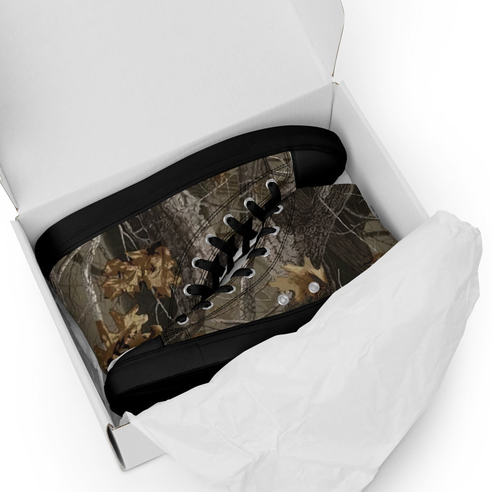 Tree Branch Hunter Fall CAMO Men’s high top canvas shoes - Mens High Top Canvas Shoes