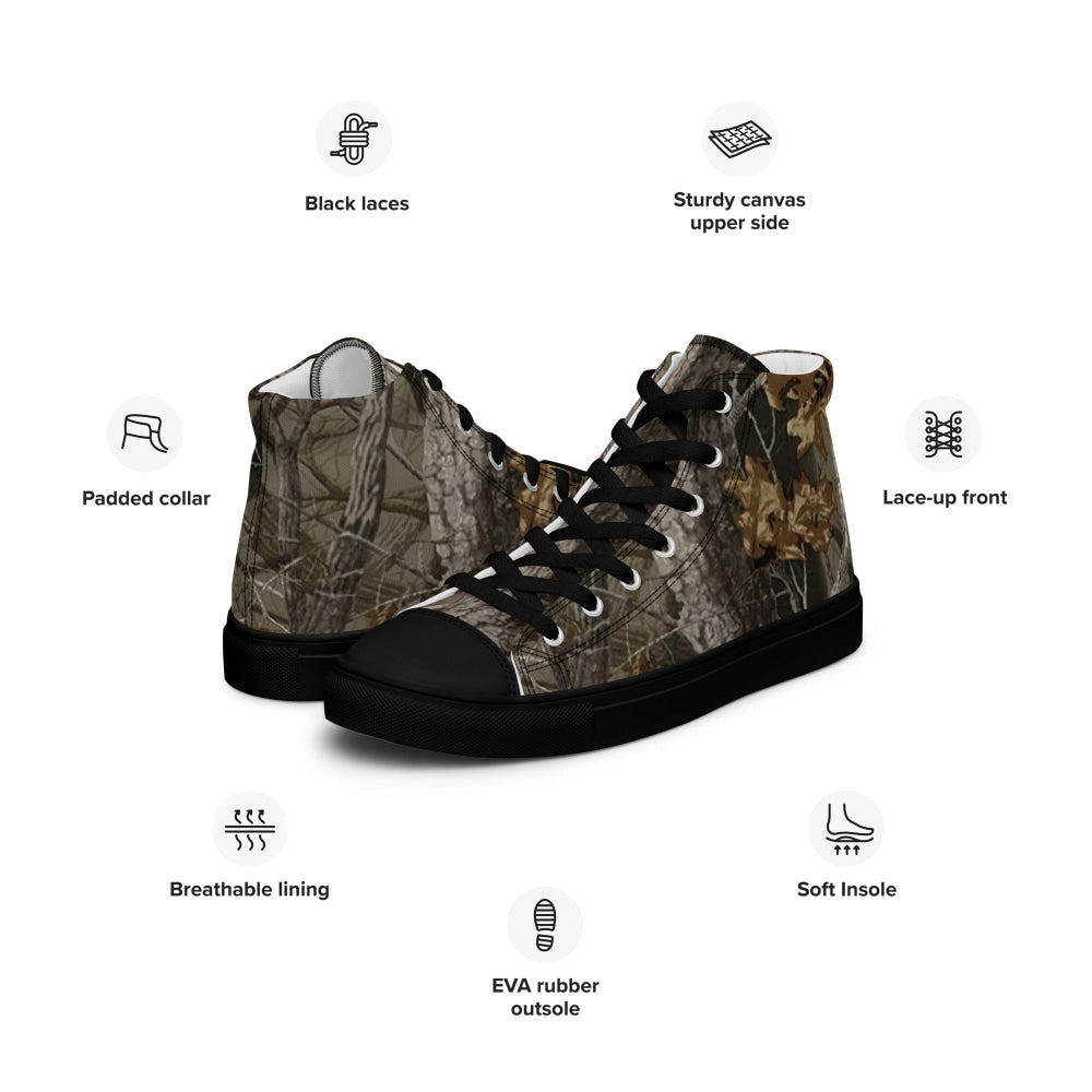 Tree Branch Hunter Fall CAMO Men’s high top canvas shoes - Mens High Top Canvas Shoes