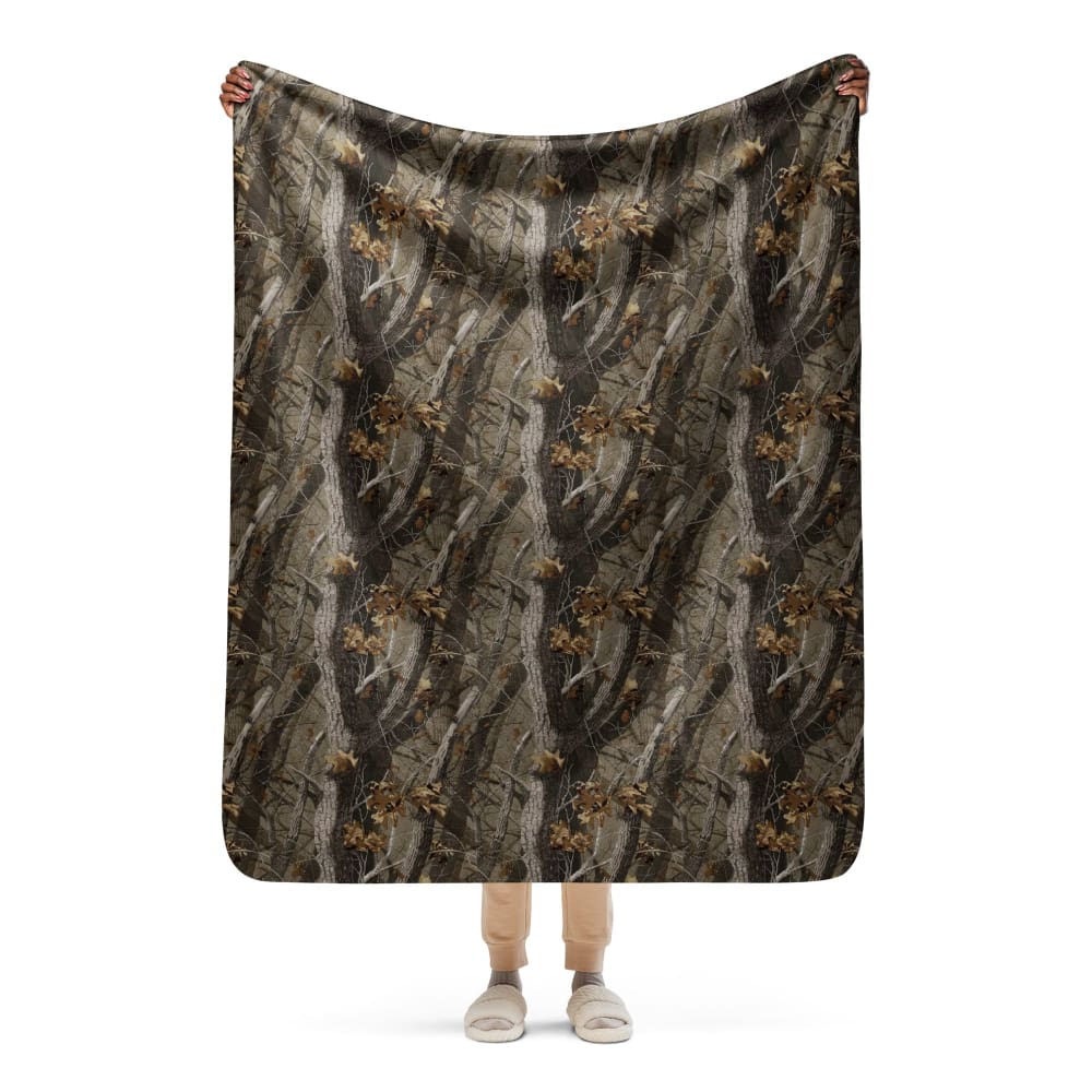 Tree Branch Hunter Fall CAMO Sherpa blanket - 50″×60″ - Sherpa Blanket