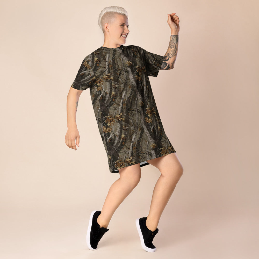 Tree Branch Hunter Fall CAMO T-shirt dress - Womens T-Shirt Dress