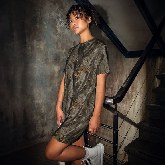 Tree Branch Hunter Fall CAMO T-shirt dress - 2XS