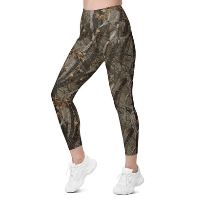 Tree Branch Hunter Fall CAMO Women’s Leggings with pockets - Womens With Pockets