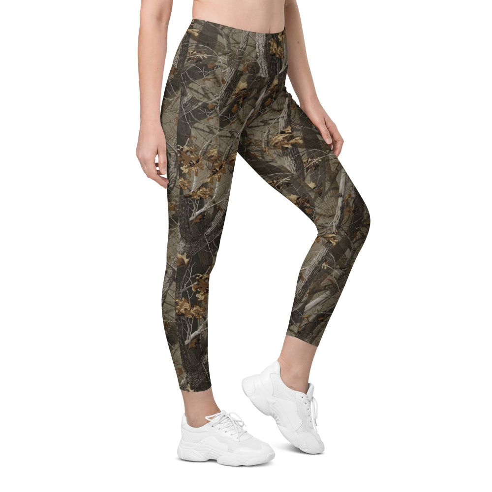 Tree Branch Hunter Fall CAMO Women’s Leggings with pockets - 2XS - Womens With Pockets