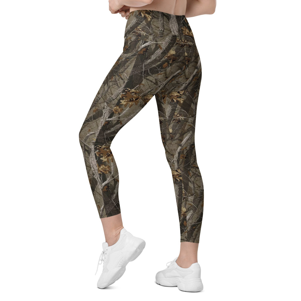 Tree Branch Hunter Fall CAMO Women’s Leggings with pockets - Womens With Pockets