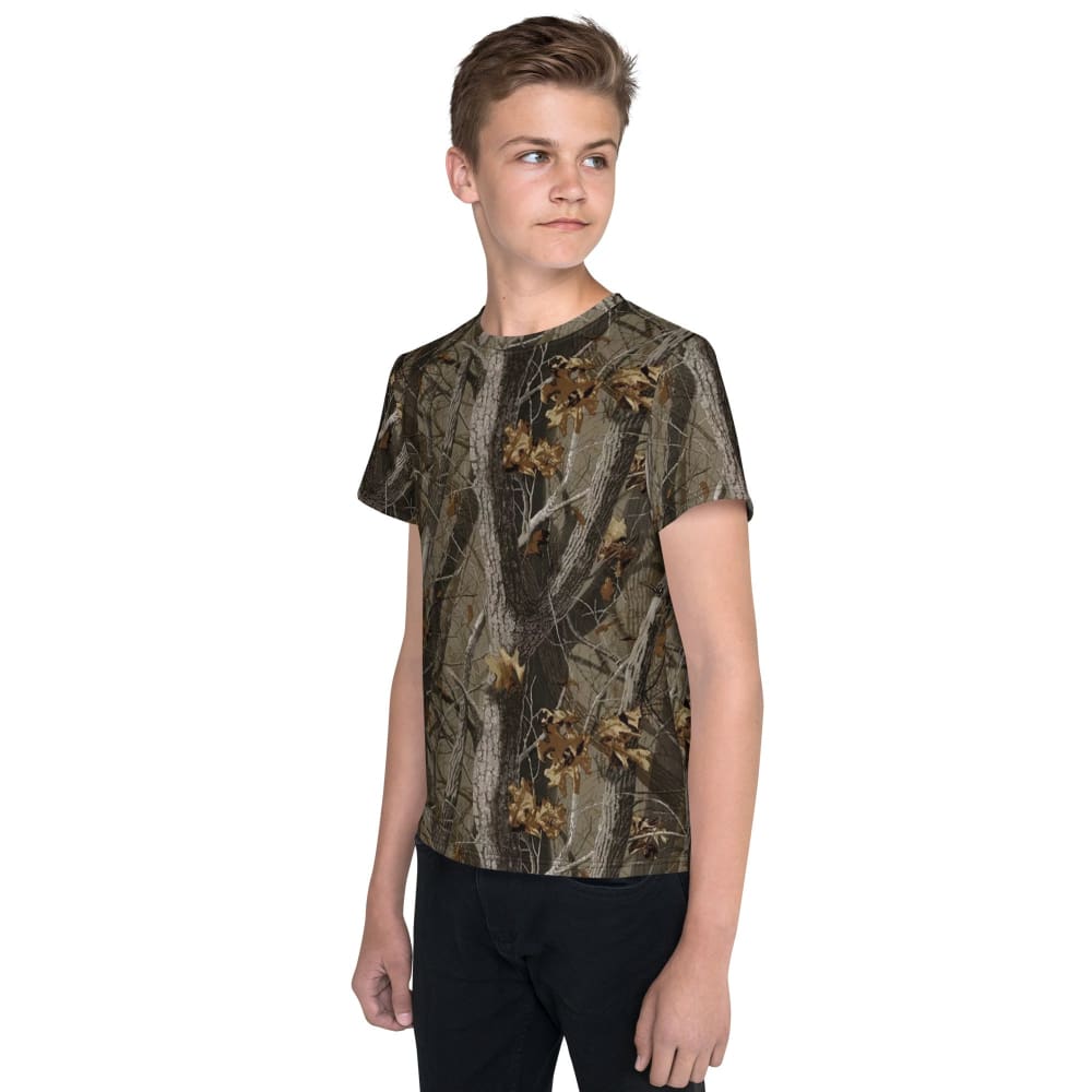 Tree Branch Hunter Fall CAMO Youth crew neck t-shirt