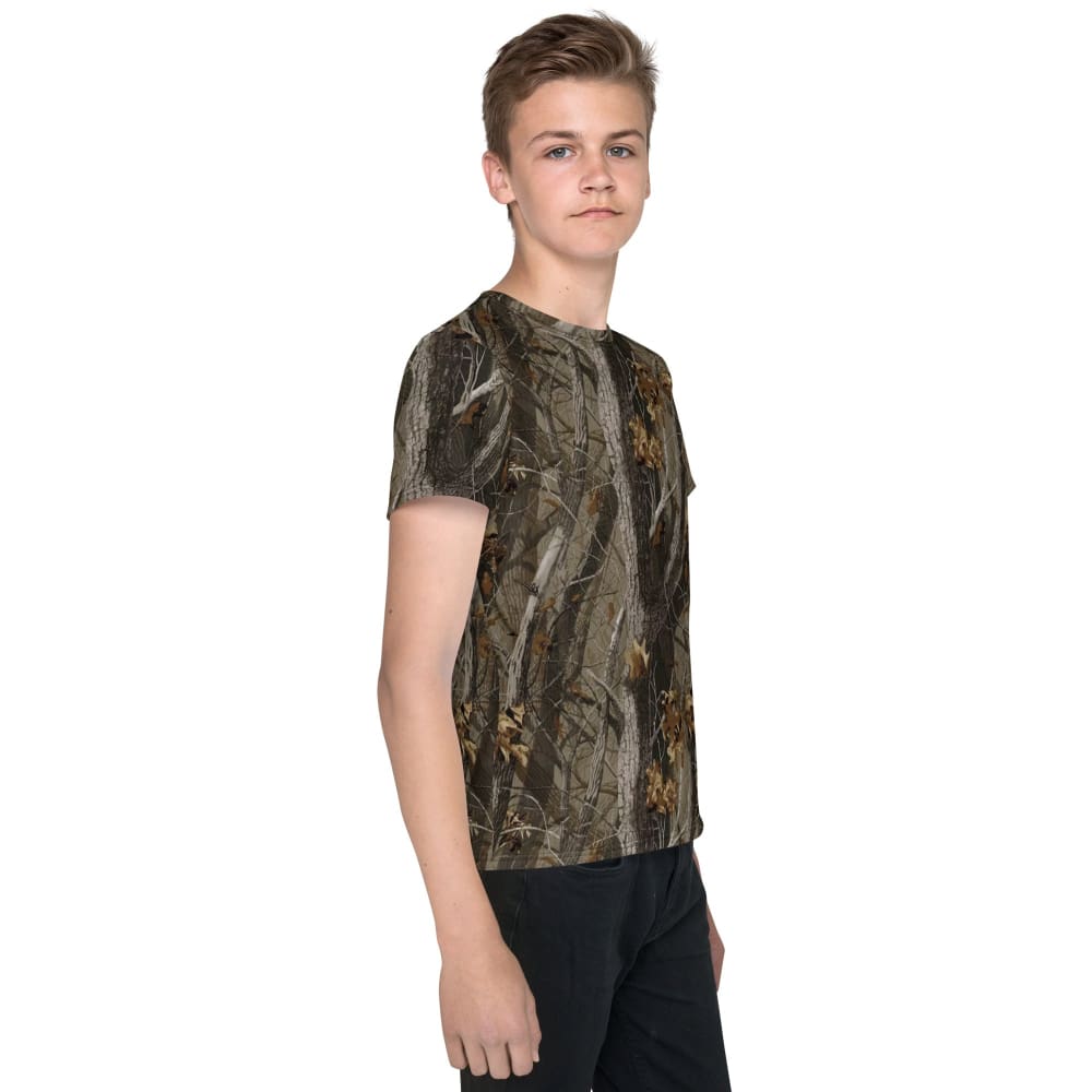 Tree Branch Hunter Fall CAMO Youth crew neck t-shirt - Crew Neck T-shirt