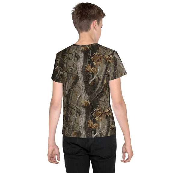 Tree Branch Hunter Fall CAMO Youth crew neck t-shirt