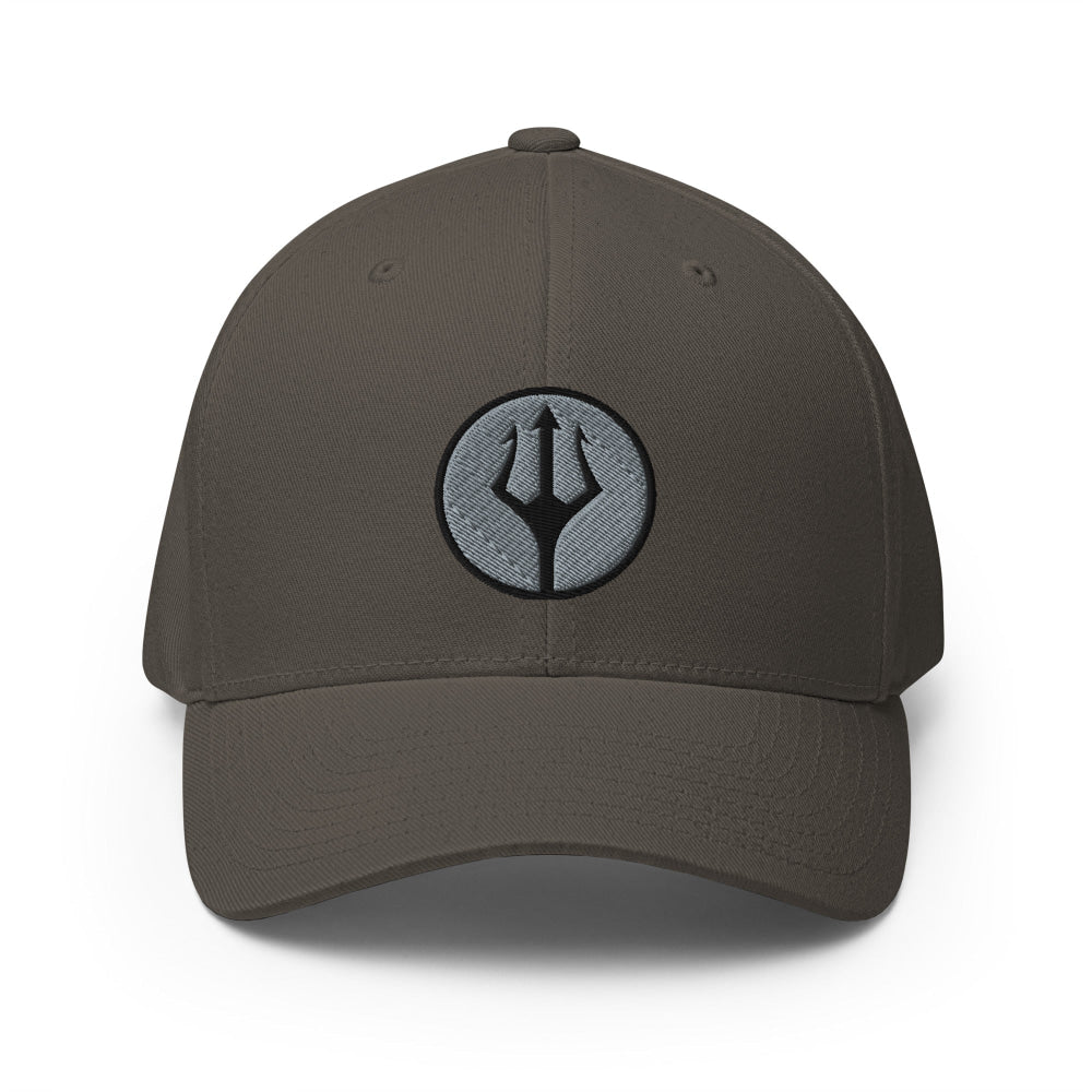 CAMO HQ Trident Logo Embroidered Flexfit Structured Twill Cap - Dark Grey / S/M