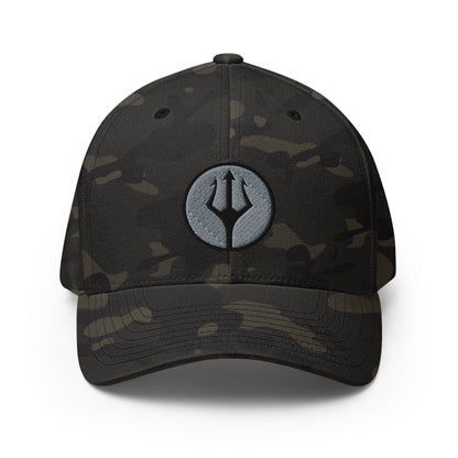 CAMO HQ Trident Logo Embroidered Flexfit Structured Twill Cap - Multicam Black / S/M