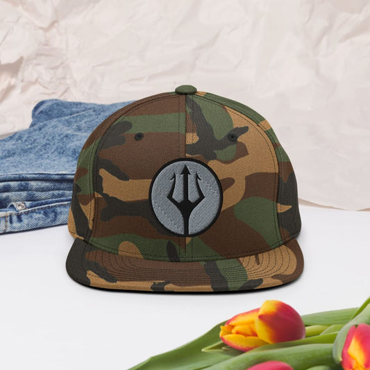 CAMO HQ Trident Logo Embroidered Snapback Hat