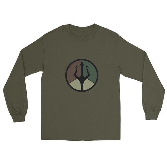 CAMO HQ Trident Logo Men’s Long Sleeve Shirt - Military Green / S