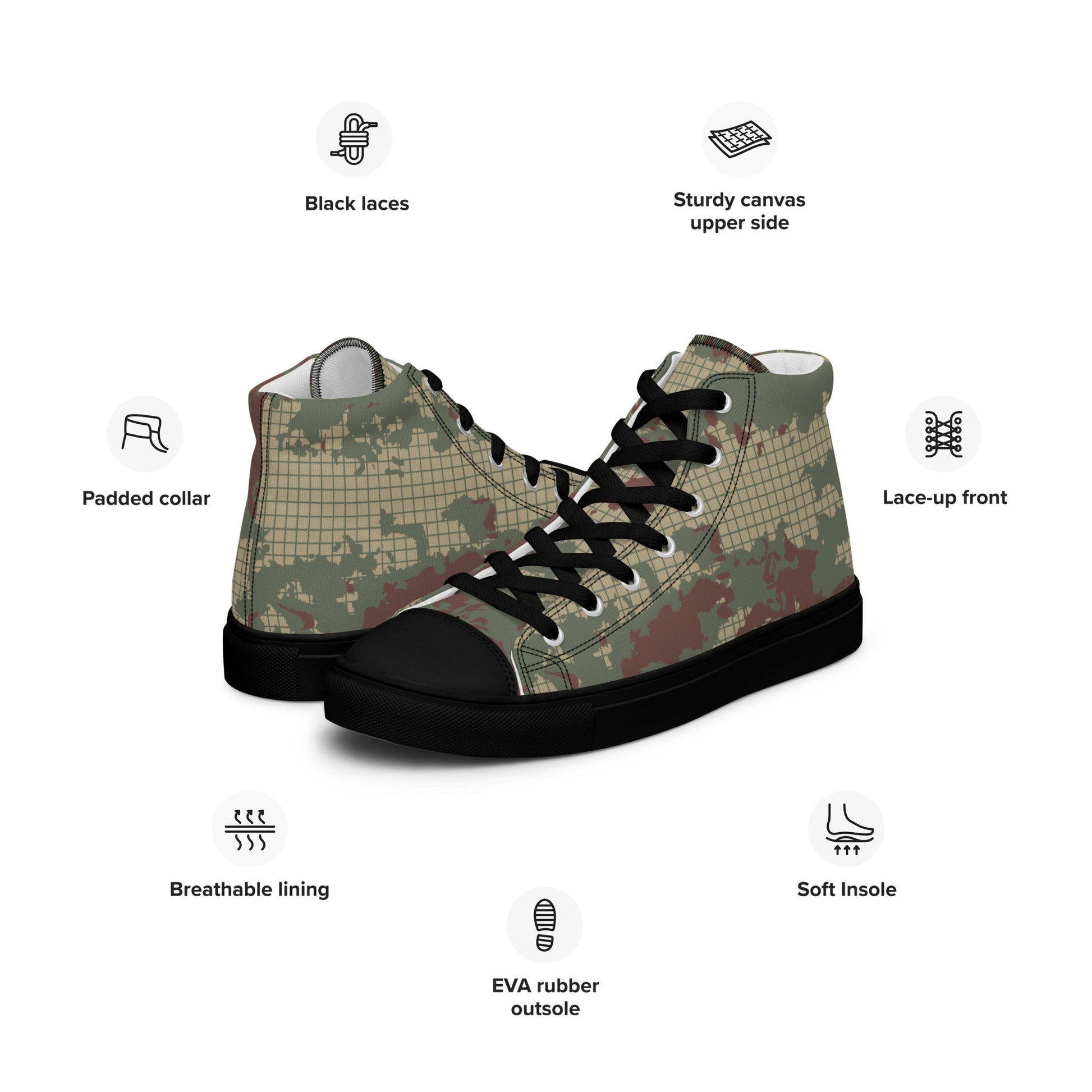 Turkish Multi-terrain CAMO Mens high top canvas shoes - High Top Canvas Shoes