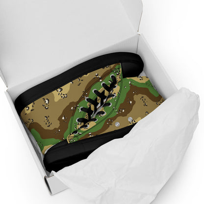 Turkmenistan Chocolate Chip CAMO Mens high top canvas shoes - High Top Canvas Shoes