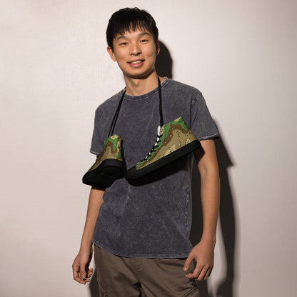 Turkmenistan Chocolate Chip CAMO Mens high top canvas shoes - High Top Canvas Shoes