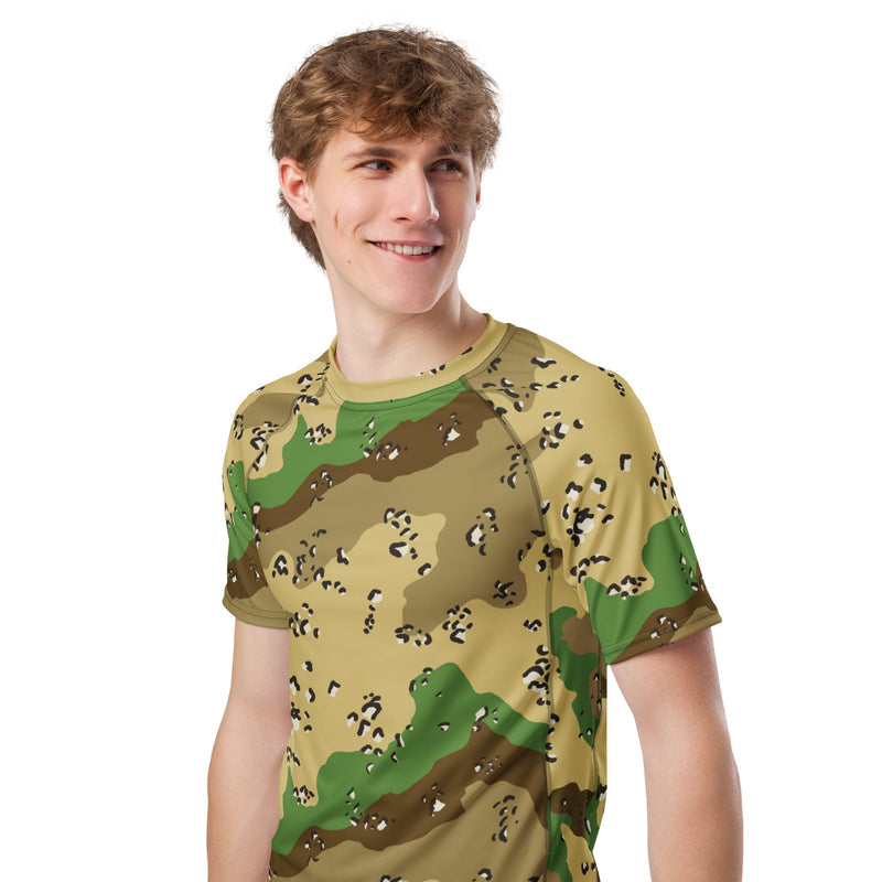 Chocolate Chip Turkmenistan Desert CAMO Mens Short-Sleeve Rash Guard - SS