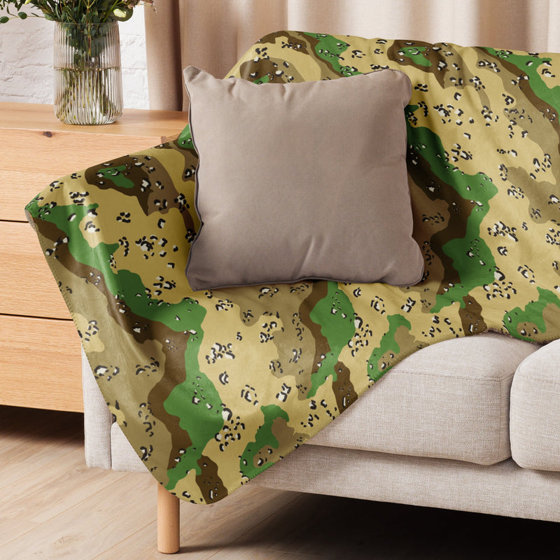Chocolate Chip Turkmenistan Desert CAMO Sherpa Blanket