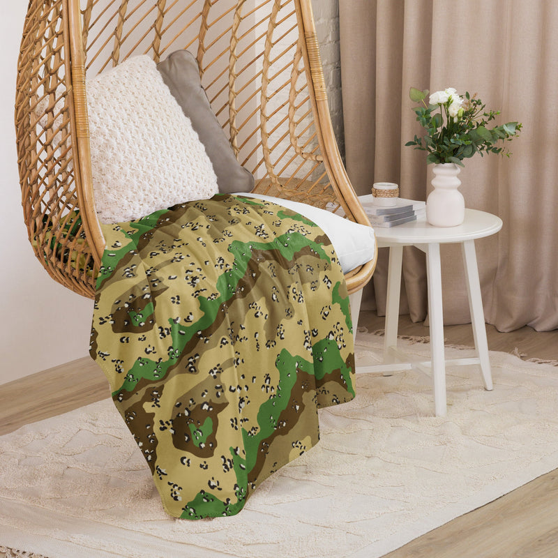 Chocolate Chip Turkmenistan Desert CAMO Sherpa Blanket