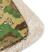 Chocolate Chip Turkmenistan Desert CAMO Sherpa Blanket