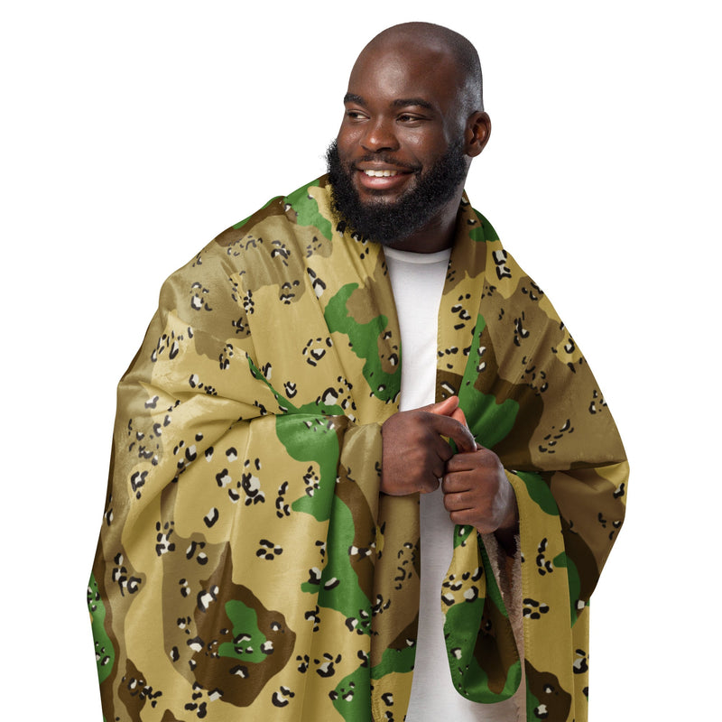 Chocolate Chip Turkmenistan Desert CAMO Sherpa Blanket