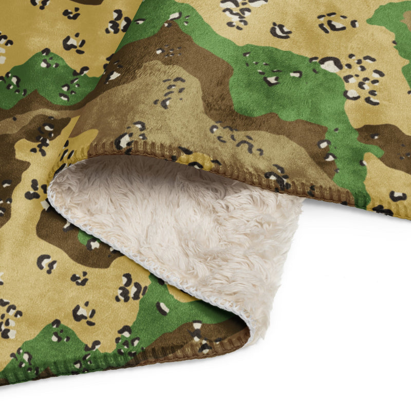 Chocolate Chip Turkmenistan Desert CAMO Sherpa Blanket