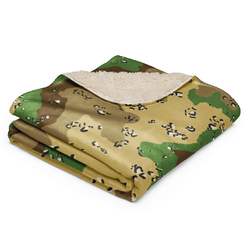 Chocolate Chip Turkmenistan Desert CAMO Sherpa Blanket