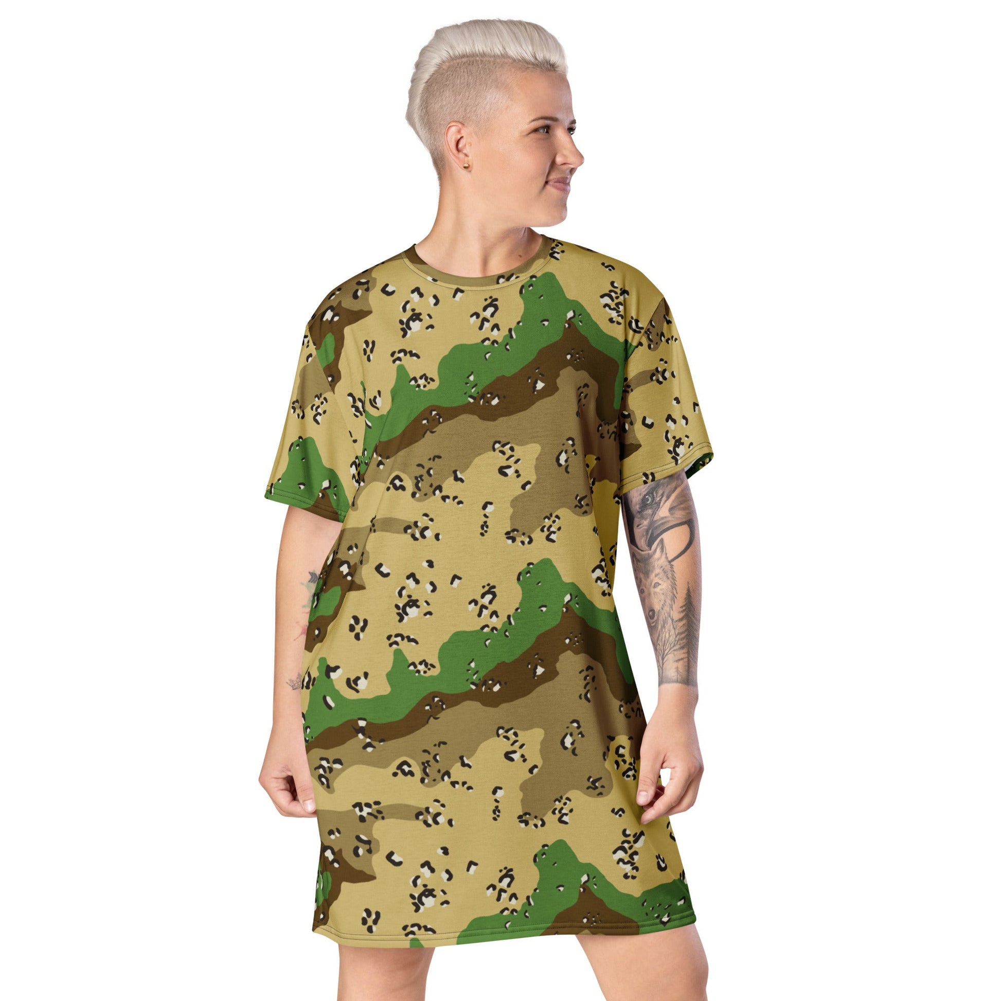 Turkmenistan Chocolate Chip CAMO T-shirt dress - 2XS - Womens T-Shirt Dresses