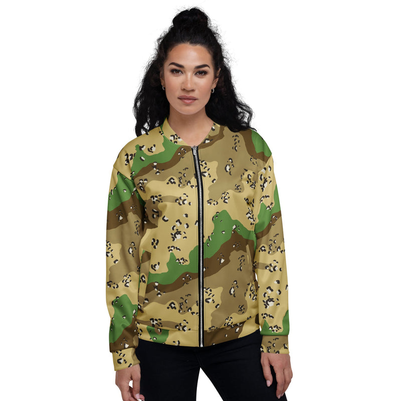 Chocolate Chip Turkmenistan Desert CAMO Unisex Bomber Jacket