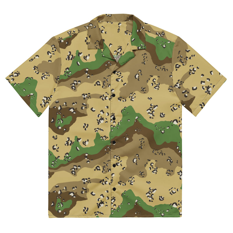 Chocolate Chip Turkmenistan Desert CAMO Unisex Short-Sleeve Button Shirt - 2XS - Button-Up
