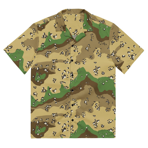 Chocolate Chip Turkmenistan Desert CAMO Unisex Short-Sleeve Button Shirt - 2XS - Button-Up