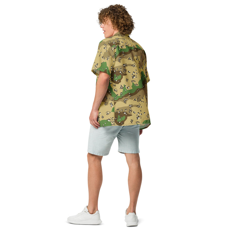 Chocolate Chip Turkmenistan Desert CAMO Unisex Short-Sleeve Button Shirt - Button-Up