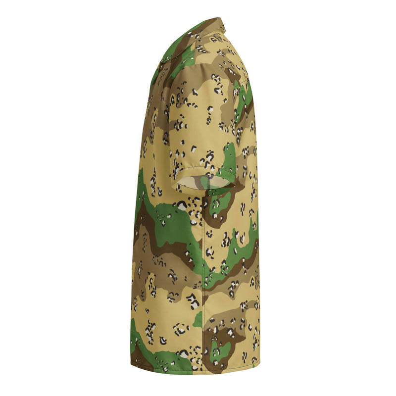 Chocolate Chip Turkmenistan Desert CAMO Unisex Short-Sleeve Button Shirt - Button-Up