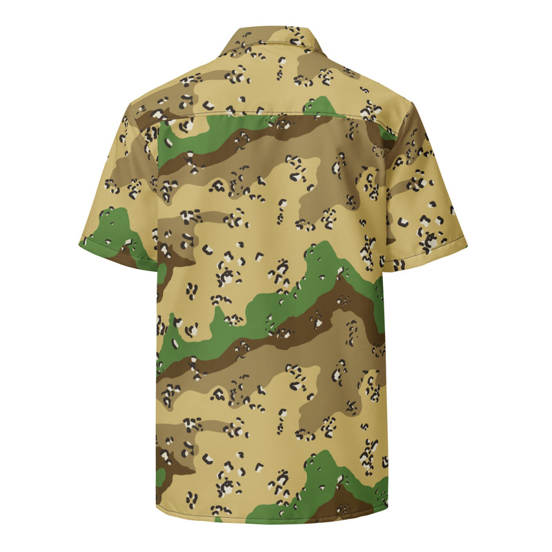 Chocolate Chip Turkmenistan Desert CAMO Unisex Short-Sleeve Button Shirt - Button-Up