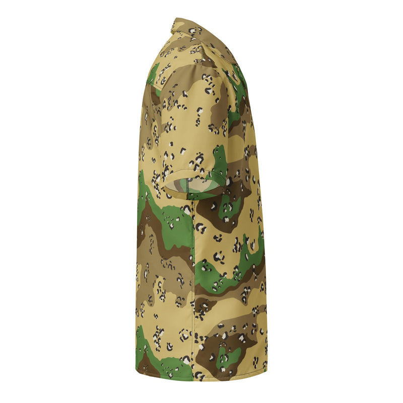 Chocolate Chip Turkmenistan Desert CAMO Unisex Short-Sleeve Button Shirt - Button-Up